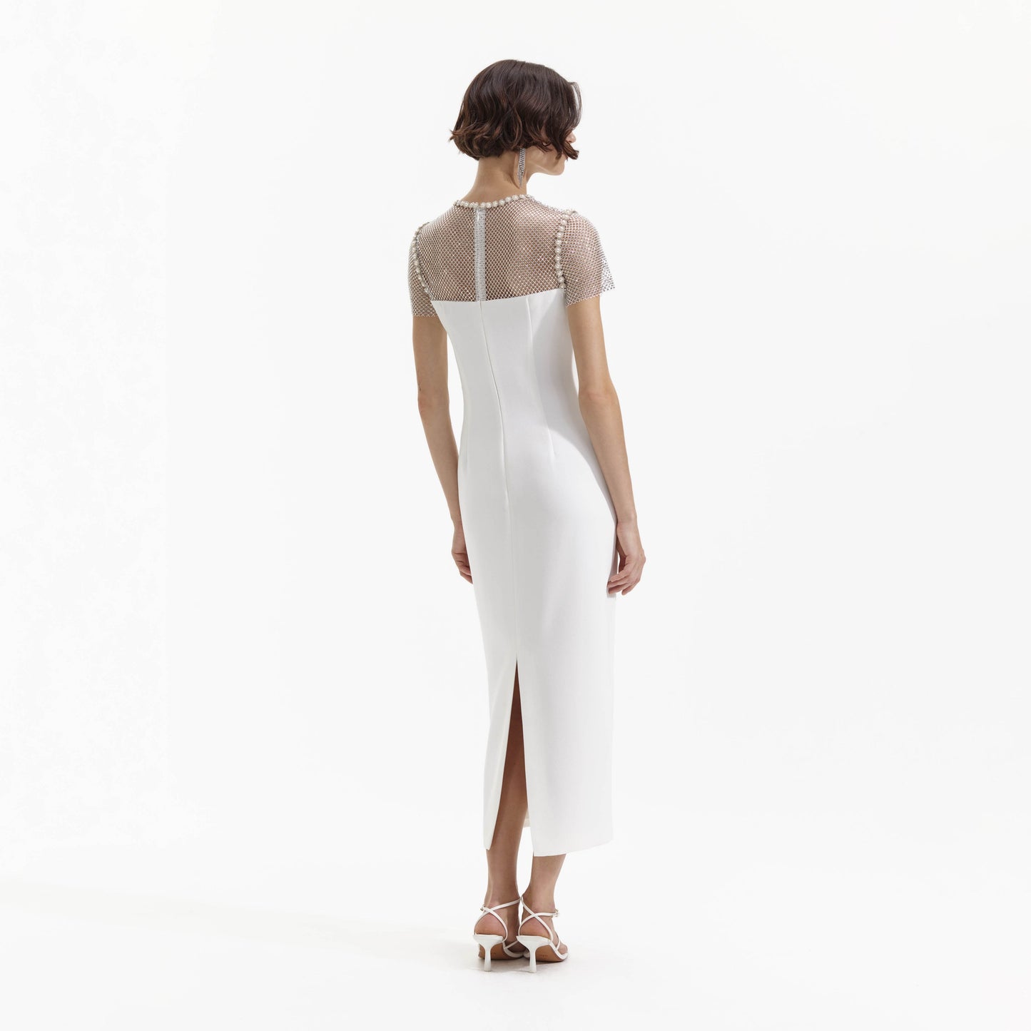 SP White Diamante Crepe Midi Dress