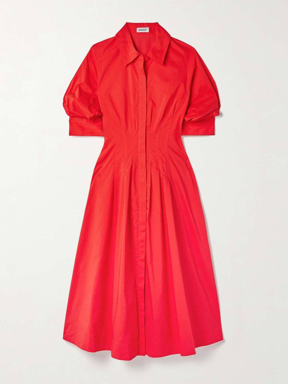 SK Jazz Pintuck Cotton-blend Midi Dress