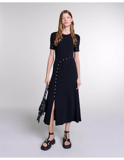 MJ Clover Embellished Short-Sleeve Midi Dress