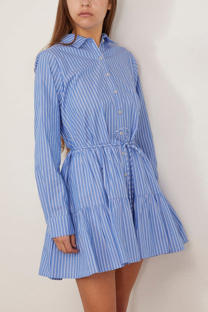 AA Anna Stripe Cotton Shirtdress Mini Dress