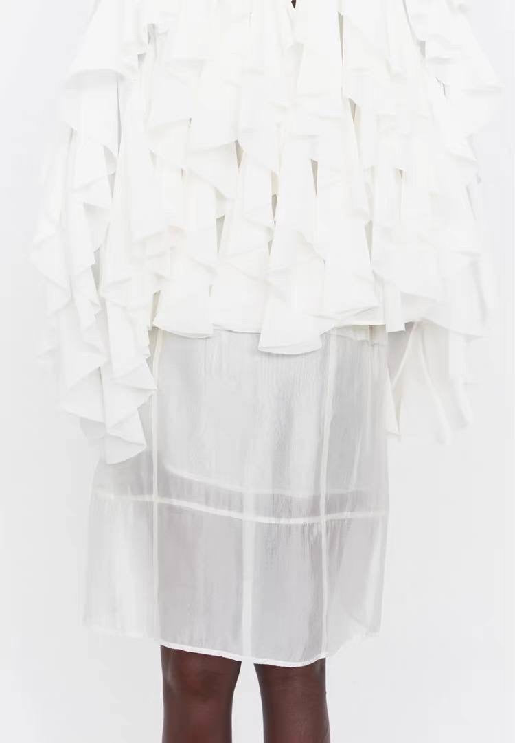 TG Sheer Apron Top | Skirt in White