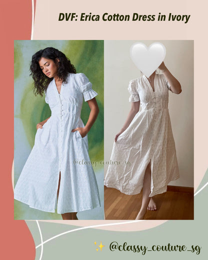 DVF Erica Cotton Midi Dress in Ivory – Classy Couture (SG)