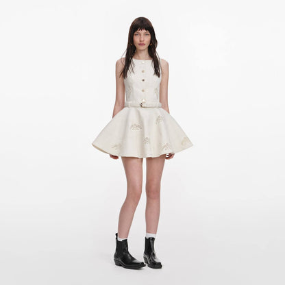SP Cream Broderie Denim Sleeveless Mini Dress