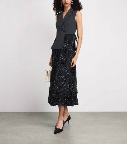 SP Grey Tailored Polka Dot Midi Dress