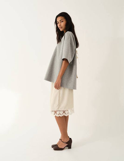Darling Silk Slip Lace-trim Midi Skirt
