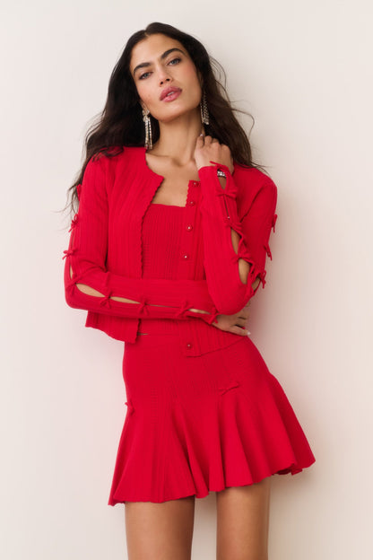 LSF Garrett Rib Pointelle Cami Top | Meryl Mini Skirt | Zoriah Cardigan | Viscose-blend Set