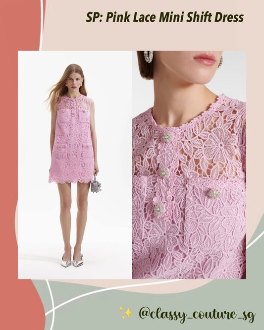 SP Pink Lace Mini Shift Dress Floral Guipure