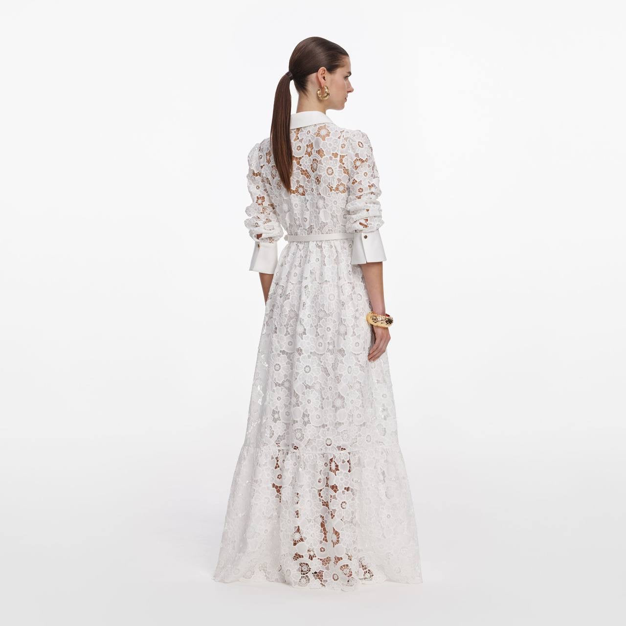 SP White Lace Collared Maxi Dress