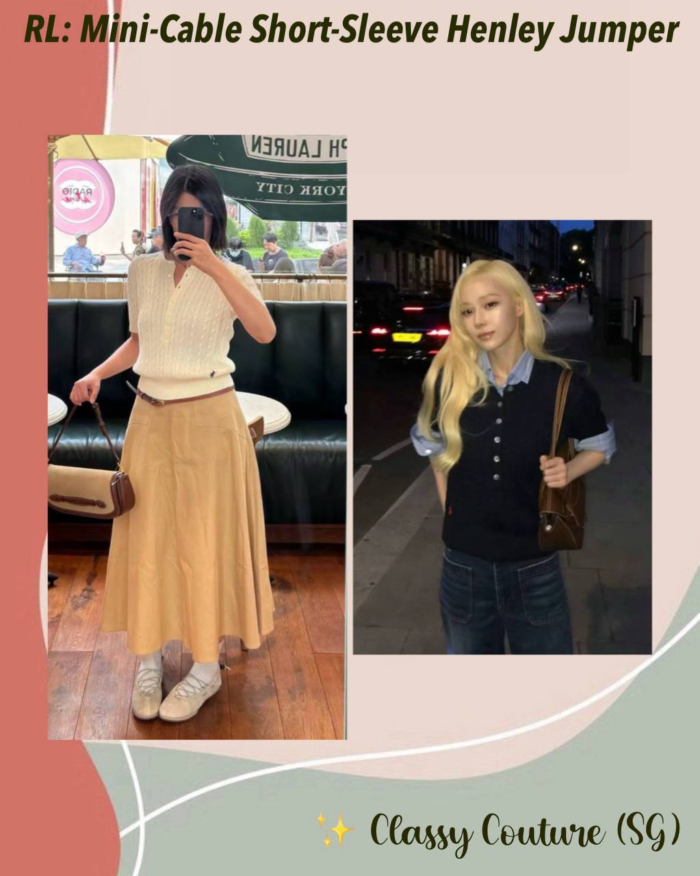 RL: Mini-Cable Short-Sleeve Henley Jumper