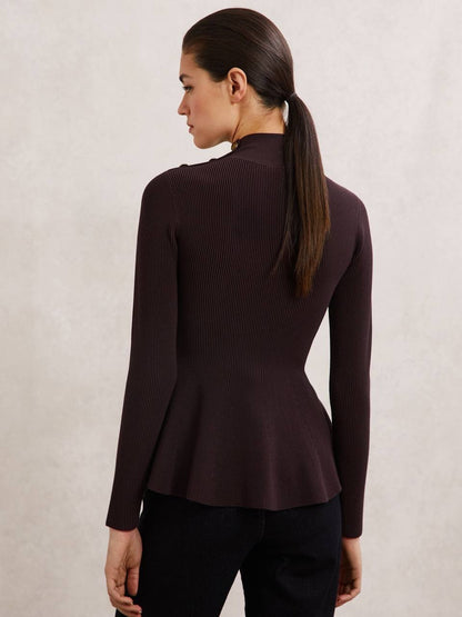 RS Isabella Peplum-Hem Stretch-Knit Top