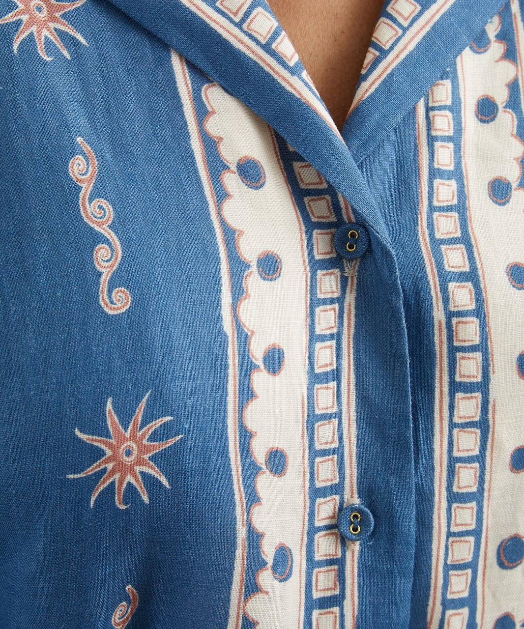 ALM Acacia Belted Linen Shirtdress Midi Dress