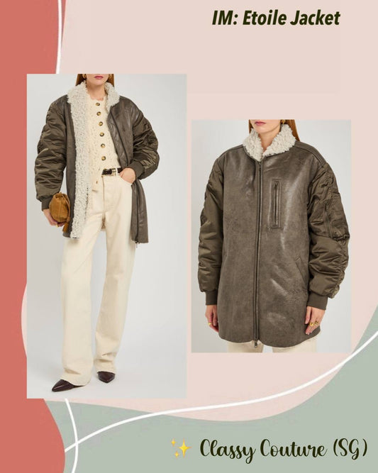 IM Evina Faux-Leather Shearling trimmed Jacket / Short Coat