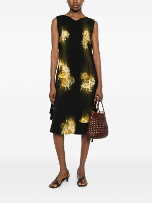 PS Rhetta Stretch-Viscose Shift Midi Dress In Blurred Chrysanthemum Print