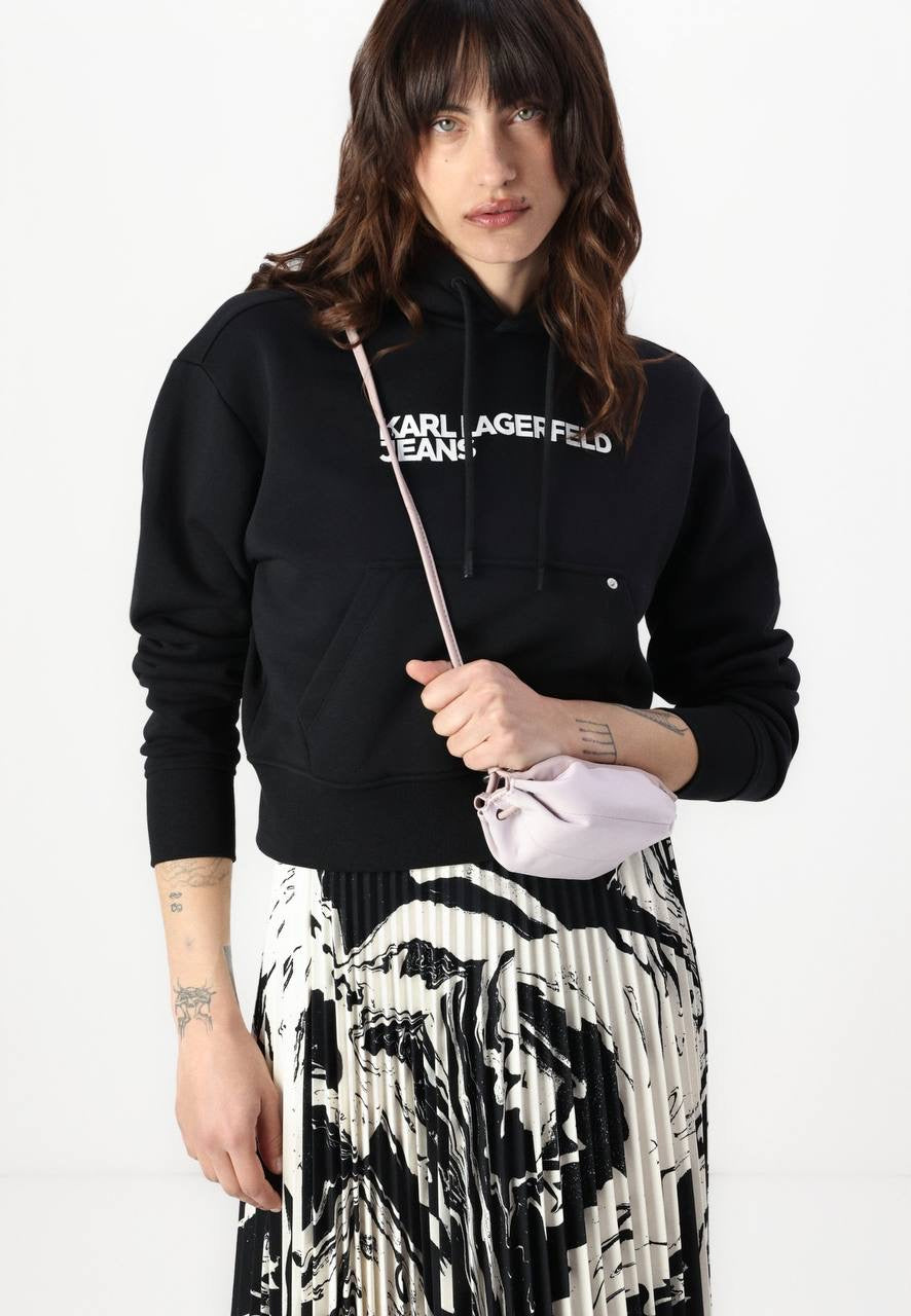 MMK Myy Marras Pleated Midi Skirt in Black/white Marble Ink