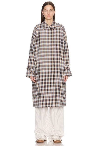 TR Tavishina Checked Silk-Cotton-Blend Poplin Coat