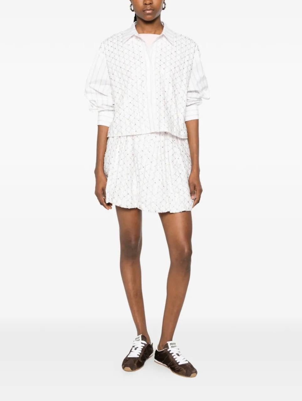 MJ Sequin Beaded Cropped Skirt | Bubble Mini Skirt | Cotton Set