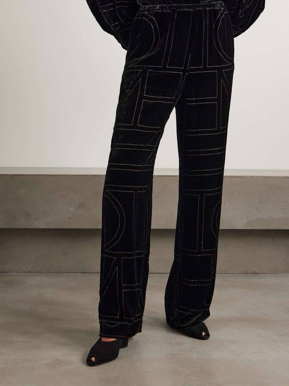 TOT Devoré-Velvet Shirt | Wide-Leg Pants | Monogram Viscose-Silk Set