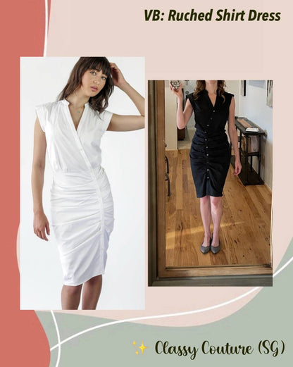 VB Ruched Stretch-Cotton Midi Shirtdress Dress