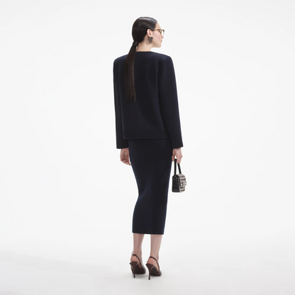SP Navy Embellished Knit Cardigan