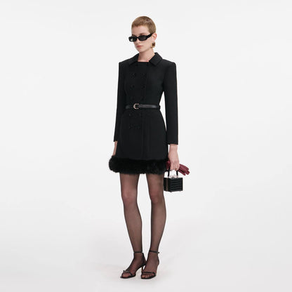 SP Black Wool Double Breasted Mini Dress