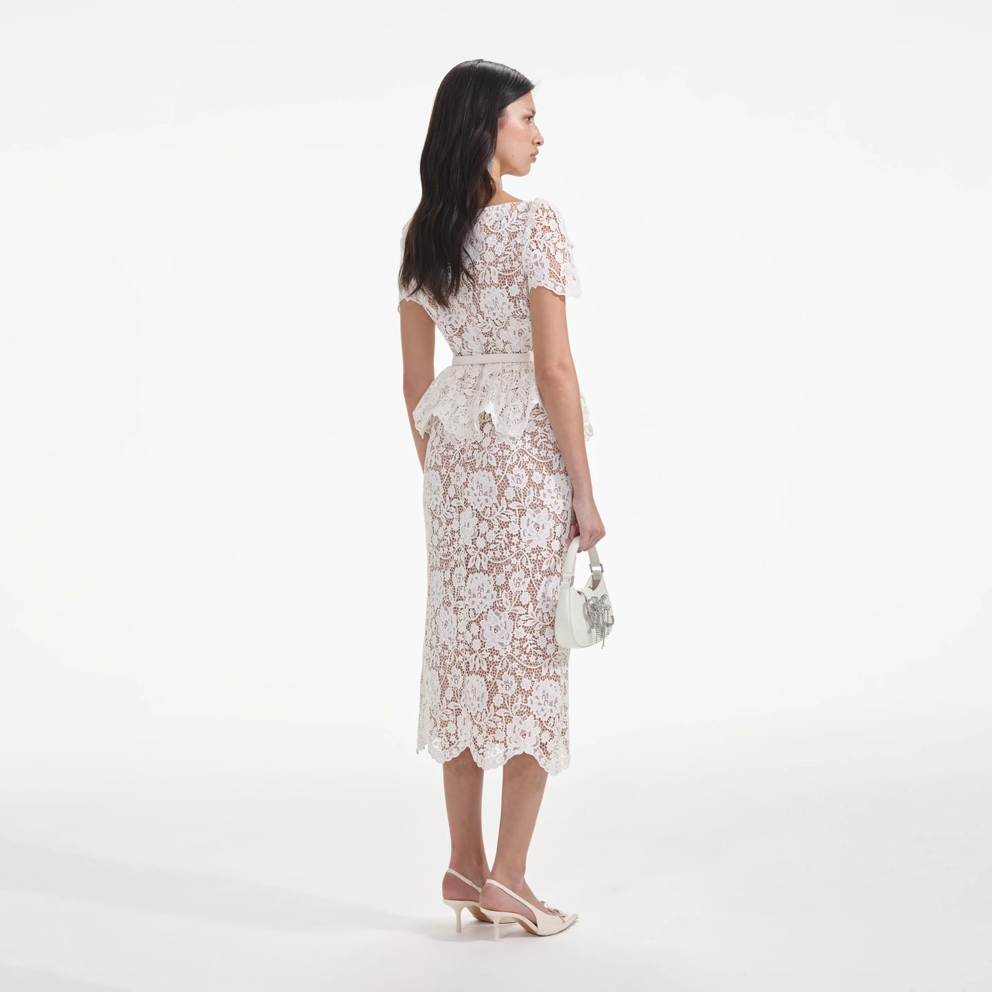 SP Cream Lace Peplum Midi Dress