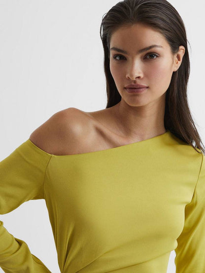 RS Nadia Off-Shoulder Drape Stretch-viscose Midi Dress