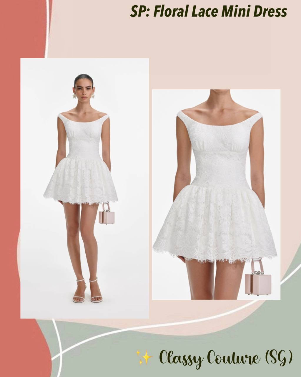 SP White Floral Lace Mini Dress