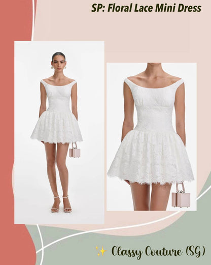 SP White Floral Lace Mini Dress