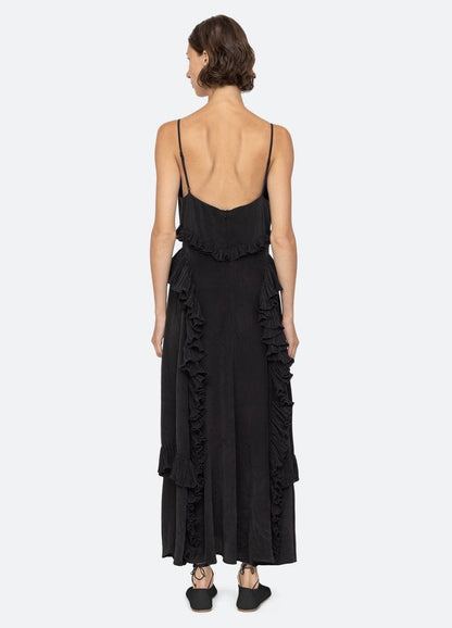 SE Delilah Chiffon Ruffle Midi Maxi Dress