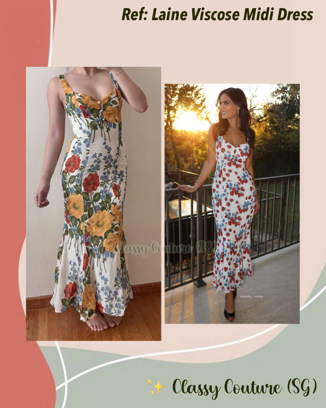 2 Prints! Ref Laine Viscose Midi Dress