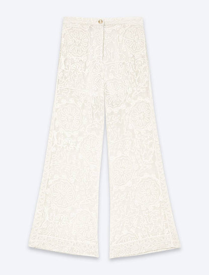 MJ Laros Guipure Lace Sleeveless Jacket Vest Top | Paros Trousers Pant | Cotton Set