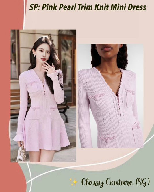SP Pink Pearl Trim Knit Mini Dress