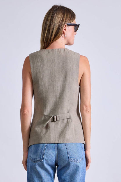 AA Helena V Neck Vest | Chi Mini Skirt | Cotton-Linen Set