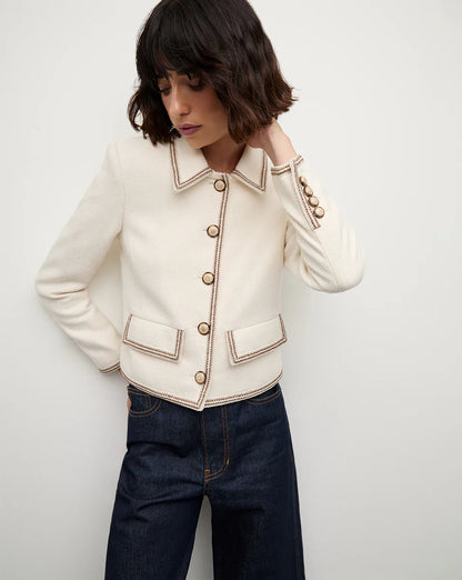 VB Makayla Cotton Blend Jacket in Ivory