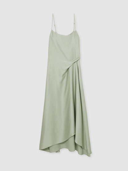 RS Zoey Satin Drape Detail Slip Midi Dress