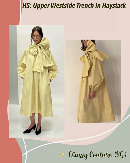 HS Upper Westside Giant Bow Trench Coat in Haystack
