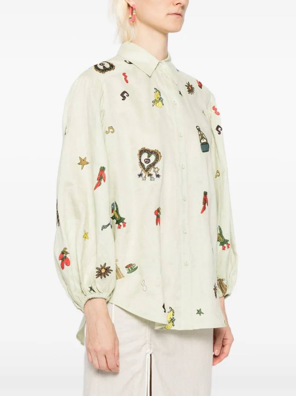 ALM Montie Embroidered Linen Shirt | Tie Wrap Midi Skirt | Set