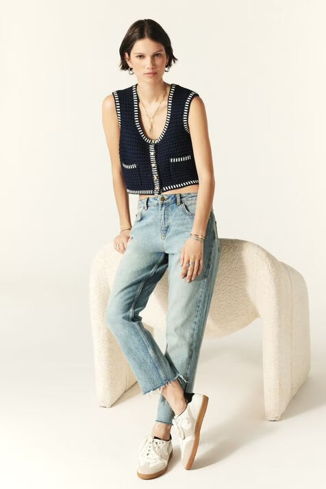 BA Gustave Sleeveless Cotton-blend Knit Cropped Vest