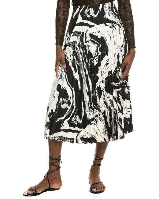 MMK Myy Marras Pleated Midi Skirt in Black/white Marble Ink