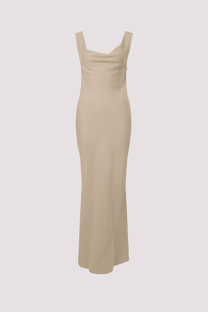 SA Double Drape Cowl Linen-Blend Maxi Dress
