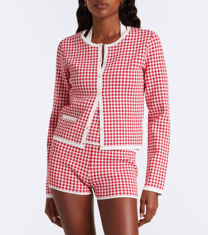 PSE Micah Halter Top | Cardigan | Pants | Shorts | Dress | Viscose-blend Red/white Gingham Check Set