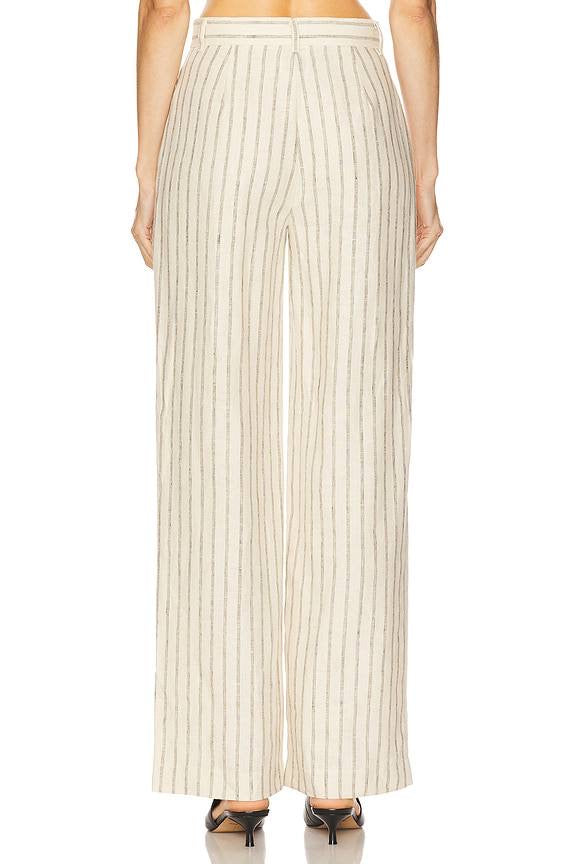 PSE Mackenzie Linen Striped Pleat Trousers Pant