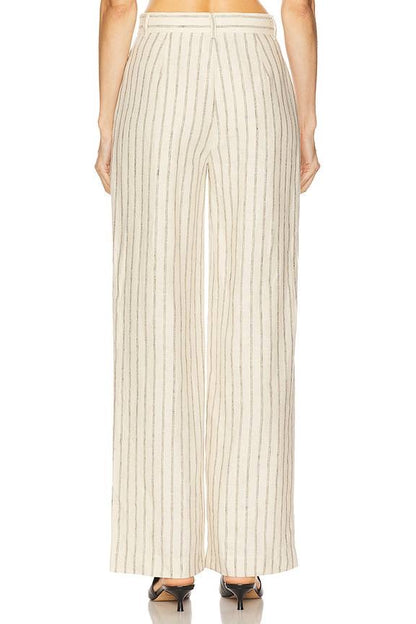 PSE Mackenzie Linen Striped Pleat Trousers Pant