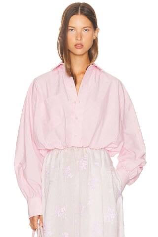 HS Bubble Button-Down Cropped Tech Poplin Shirt