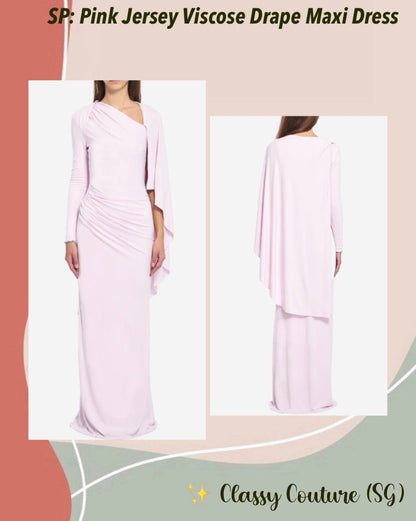 SP Pink Jersey Viscose Drape Cape-effect Maxi Dress