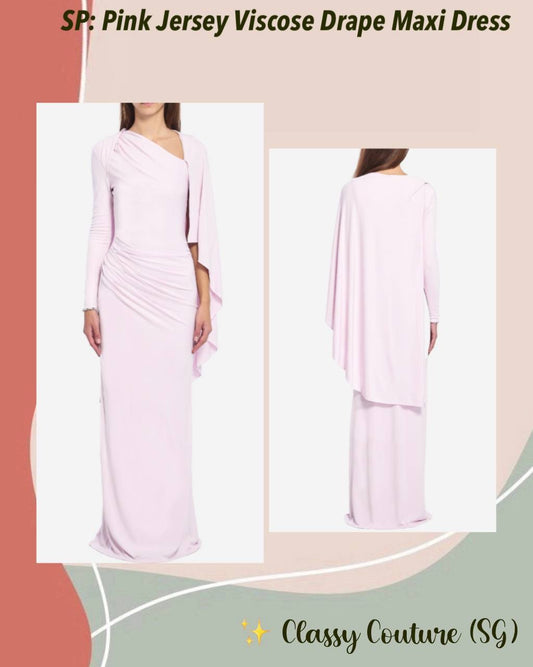 SP Pink Jersey Viscose Drape Cape-effect Maxi Dress