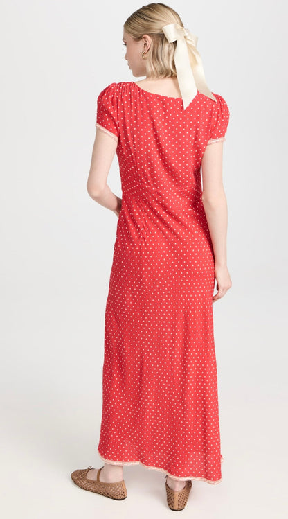 SALE! RX Marisa Viscose Midi Dress in Spot Red