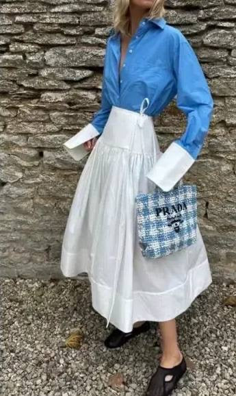 HS Midi Wrap Drop-Waist Tech Poplin Midi Skirt