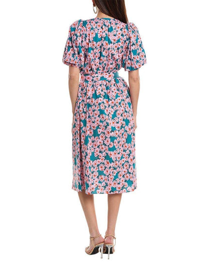 DVF Laena Cotton-blend Belted Midi Dress
