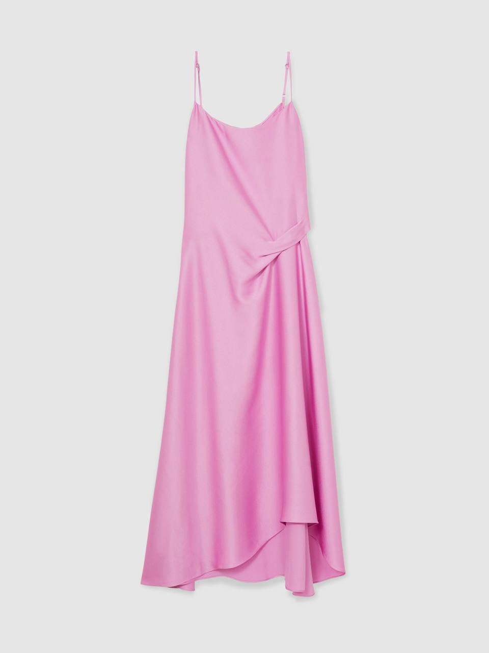 RS Zoey Satin Drape Detail Slip Midi Dress